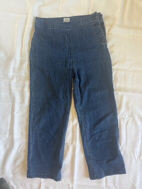 J. Crew Blue Pinstripe Wide-Leg Jeans